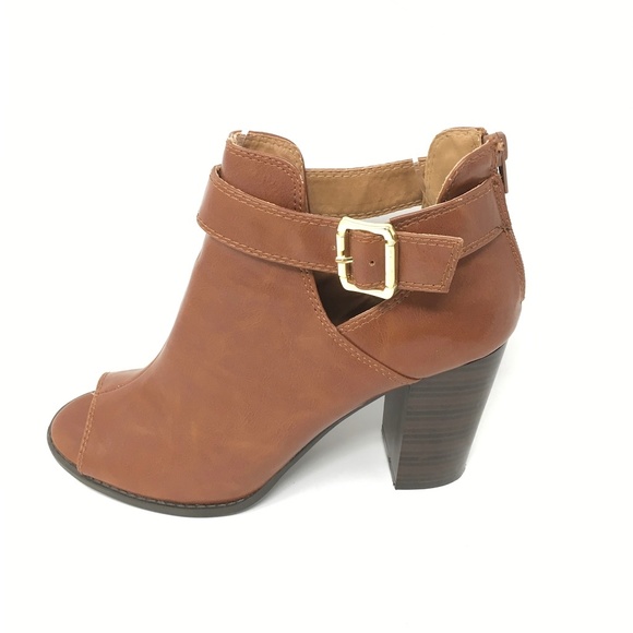 Fioni Peep-toe Booties Size 9.5 Brown - Picture 1 of 8